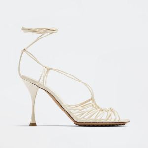 Bottega Veneta Dot Sandals Women Lambskin with Ankle Strap White