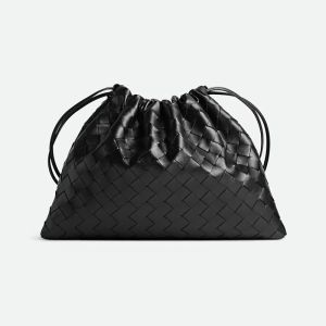 Bottega Veneta Medium Dustbag In Intrecciato Calfskin Black