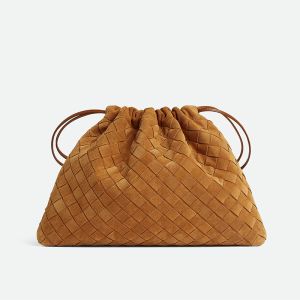 Bottega Veneta Medium Dustbag In Intrecciato Suede Brown
