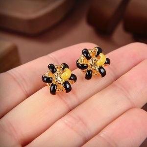 Bottega Veneta Floral Bead Stud Earrings In Metal Black
