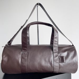 Bottega Veneta Gym Bag In Waxed Calfskin Coffee