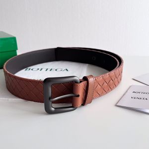 Bottega Veneta 3.5 Belt with Matte Pin Buckle In Intrecciato Calfskin Brown