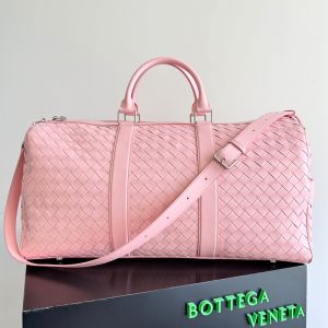 Bottega Veneta Medium Cabin Duffle In Intrecciato Leather Pink