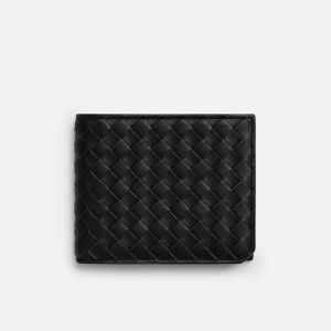 Bottega Veneta Bi-Fold Wallet In Intrecciato Piccolo Calfskin Black