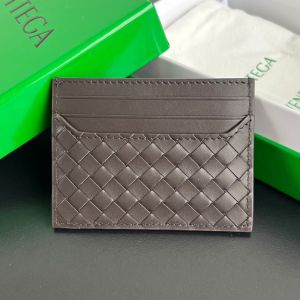 Bottega Veneta Card Case In Intrecciato Piccolo Calfskin Coffee