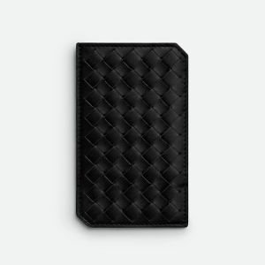 Bottega Veneta Vertical Card Case In Intrecciato Piccolo Calfskin Black