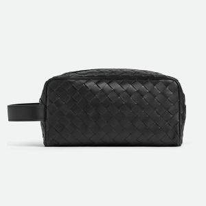 Bottega Veneta Travel Pouch In Intrecciato Calfskin Black