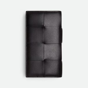 Bottega Veneta Long Cassette Wallet In Intrecciato Calfskin Black