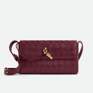 Bottega Veneta Mini Andiamo Crossbody Bag In Intrecciato Leather Burgundy