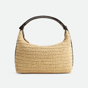 Bottega Veneta Mini Wallace Shoulder Bag In Raffia Beige/Coffee