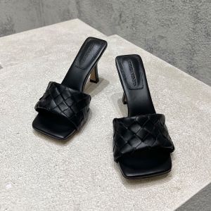 Bottega Veneta Parco 90 Slides Women Intrecciato Lambskin Black