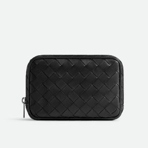 Bottega Veneta Small Organizer In Intrecciato Calfskin Black