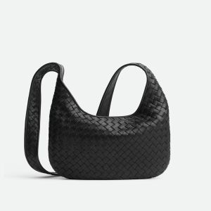 Bottega Veneta Small Veneto Crossbody Bag In Intrecciato Nappa Leather Black