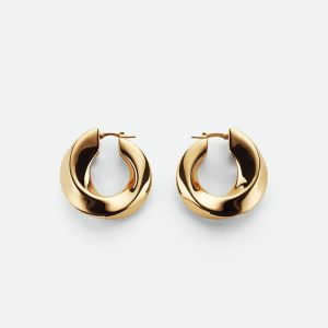 Bottega Veneta Twist Hoop Earrings In Metal Gold