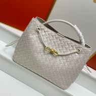 Bottega Veneta Andiamo Top Handle Bag In Intrecciato Leather Beige
