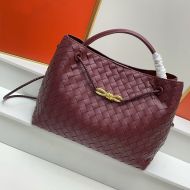 Bottega Veneta Andiamo Top Handle Bag In Intrecciato Leather Burgundy