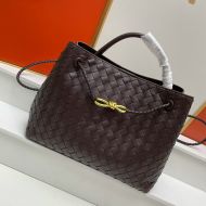 Bottega Veneta Andiamo Top Handle Bag In Intrecciato Leather Coffee