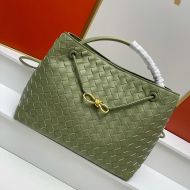 Bottega Veneta Andiamo Top Handle Bag In Intrecciato Leather Olive
