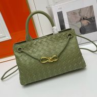 Bottega Veneta East-West Andiamo Top Handle Bag In Intrecciato Leather Olive