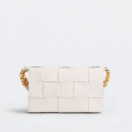 Bottega Veneta Medium Cassette Crossbody Bag Intreccio Grained Calfskin White