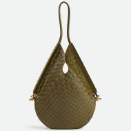 Bottega Veneta Medium Solstice Shoulder Bag Intreccio Supple Lambskin Brown