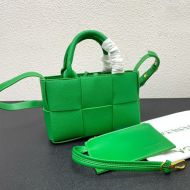 Bottega Veneta Micro Arco Tote with Detachable Strap In Intreccio Grained Leather Green