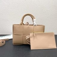 Bottega Veneta Mini Arco Tote with Detachable Strap In Intreccio Leather Apricot