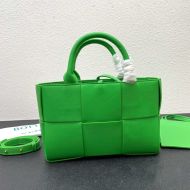 Bottega Veneta Mini Arco Tote with Detachable Strap In Intreccio Leather Green