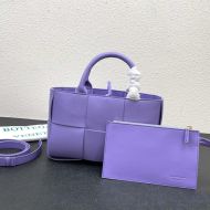 Bottega Veneta Mini Arco Tote with Detachable Strap In Intreccio Leather Purple