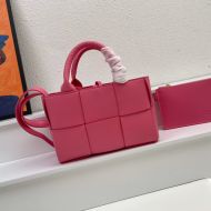 Bottega Veneta Mini Arco Tote with Detachable Strap In Intreccio Leather Rose