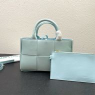 Bottega Veneta Mini Arco Tote with Detachable Strap In Intreccio Leather Sky Blue
