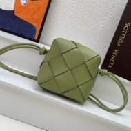 Bottega Veneta Mini Cassette Camera Bag In Intreccio Leather Olive