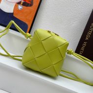Bottega Veneta Mini Cassette Camera Bag In Intreccio Leather Yellow