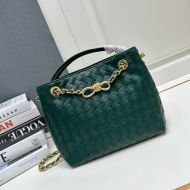 Bottega Veneta Small Andiamo Chain Top Handle Bag In Intrecciato Leather Green
