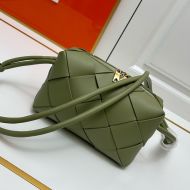 Bottega Veneta Small Cassette Camera Bag In Intreccio Leather Olive