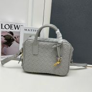 Bottega Veneta Small Getaway Top Handle Bag In Intrecciato Leather Grey