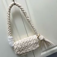 Bottega Veneta Small Kalimero Citta Shoulder Bag In Intreccio Leather Beige