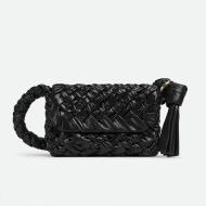 Bottega Veneta Small Kalimero Citta Shoulder Bag In Intreccio Leather Black