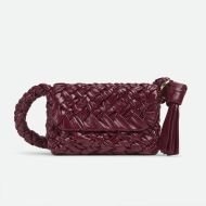 Bottega Veneta Small Kalimero Citta Shoulder Bag In Intreccio Leather Burgundy