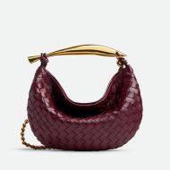 Bottega Veneta Small Sardine Chain Crossbody Bag In Intrecciato Leather Burgundy