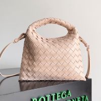 Bottega Veneta Mini Hop Crossbody Bag In Intrecciato Leather Pink