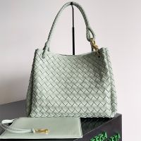 Bottega Veneta Andiamo Parachute Shoulder Bag In Intrecciato Leather Light Green