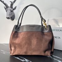 Bottega Veneta Andiamo Parachute Shoulder Bag In Suede and Leather Coffee