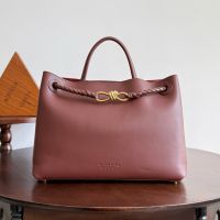 Bottega Veneta Andiamo Top Handle Bag In Silky Calfskin Burgundy