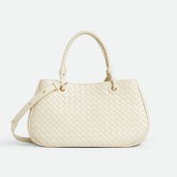 Bottega Veneta Basket Bag In Intrecciato Lambskin White