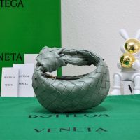 Bottega Veneta Micro Jodie Top Handle Bag In Intrecciato Leather Grey