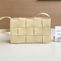 Bottega Veneta Medium Cassette Crossbody Bag In Intreccio Lambskin Beige