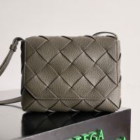 Bottega Veneta Diago Crossbody Bag In Intreccio Grained Calfskin Taupe