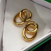 Bottega Veneta Double Hoop Earrings In Metal Gold
