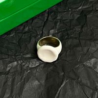 Bottega Veneta Signet Ring In Enameled Metal White